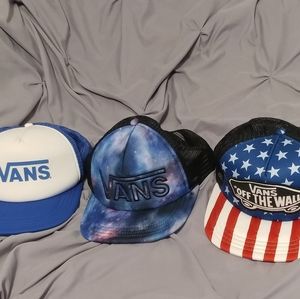 Lot of 3 Vans Hats Caps Cute USA, Galaxy, Blue